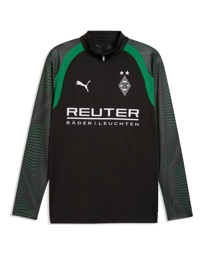 Puma Maglia da training aderente Borussia Mönchengladbach con zip corta da uomo, Accessori, Nero Black