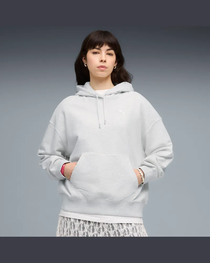 Puma Felpa con cappuccio oversize Wardrobe Essentials da donna, Abbigliamento, Bianco White