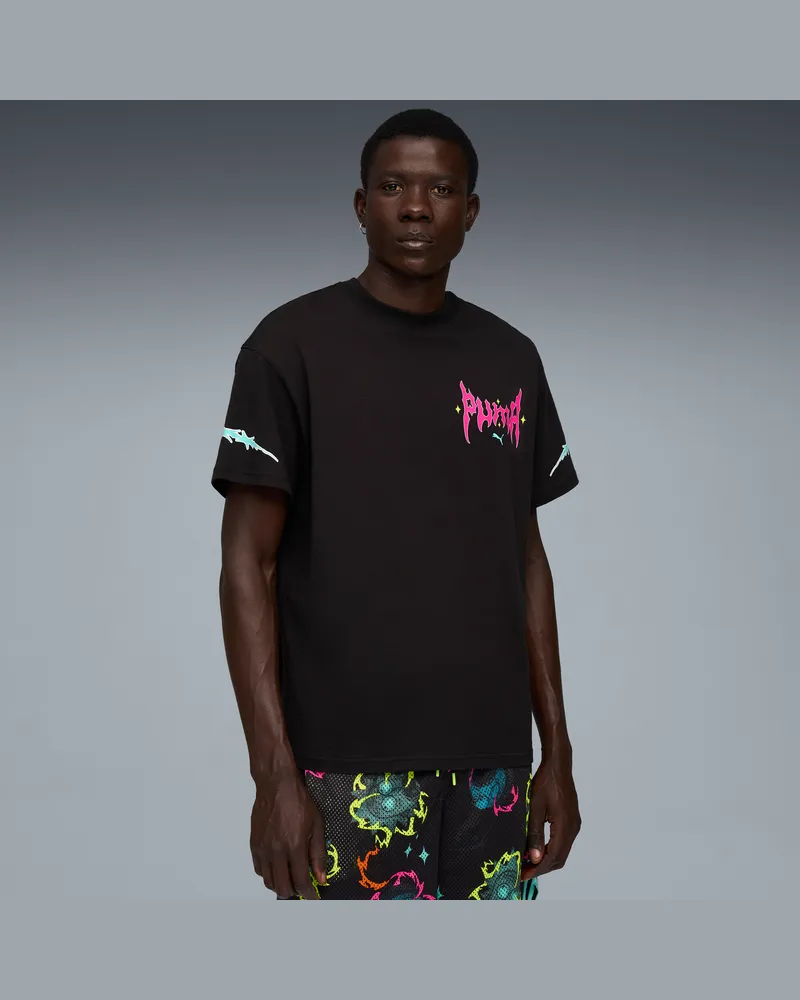 Puma T-shirt da basket  x RICK AND MORTY I da uomo, Abbigliamento, Nero Black