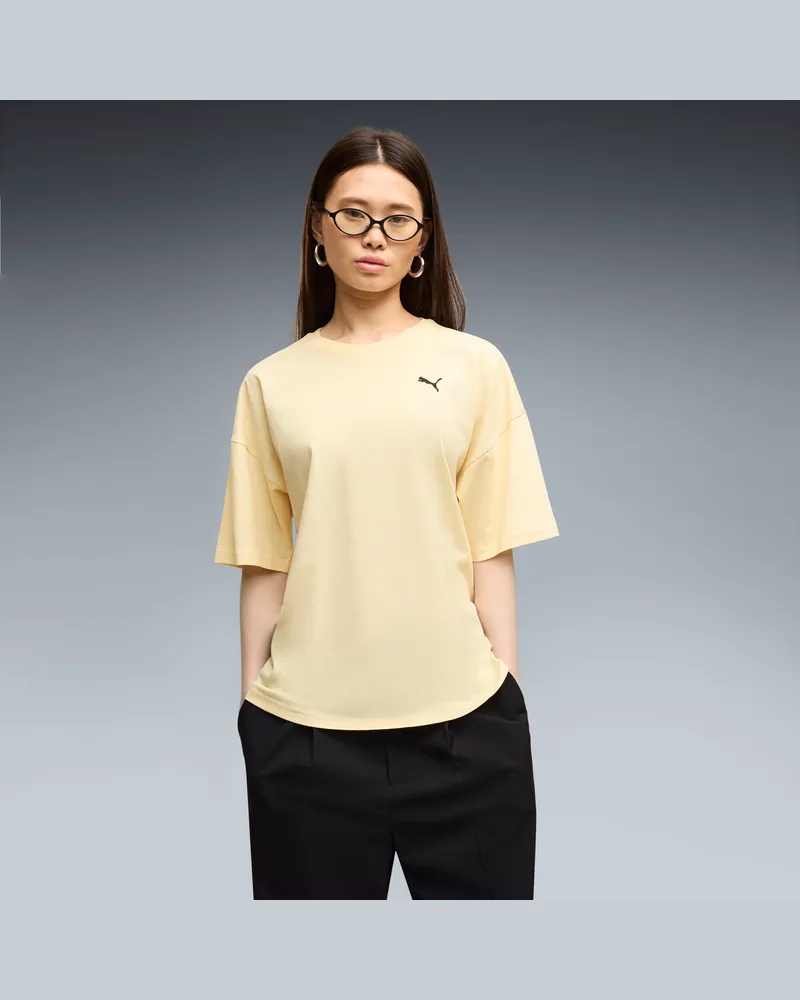 Puma T-shirt oversize Wardrobe Essentials da donna, Abbigliamento, Giallo Yellow