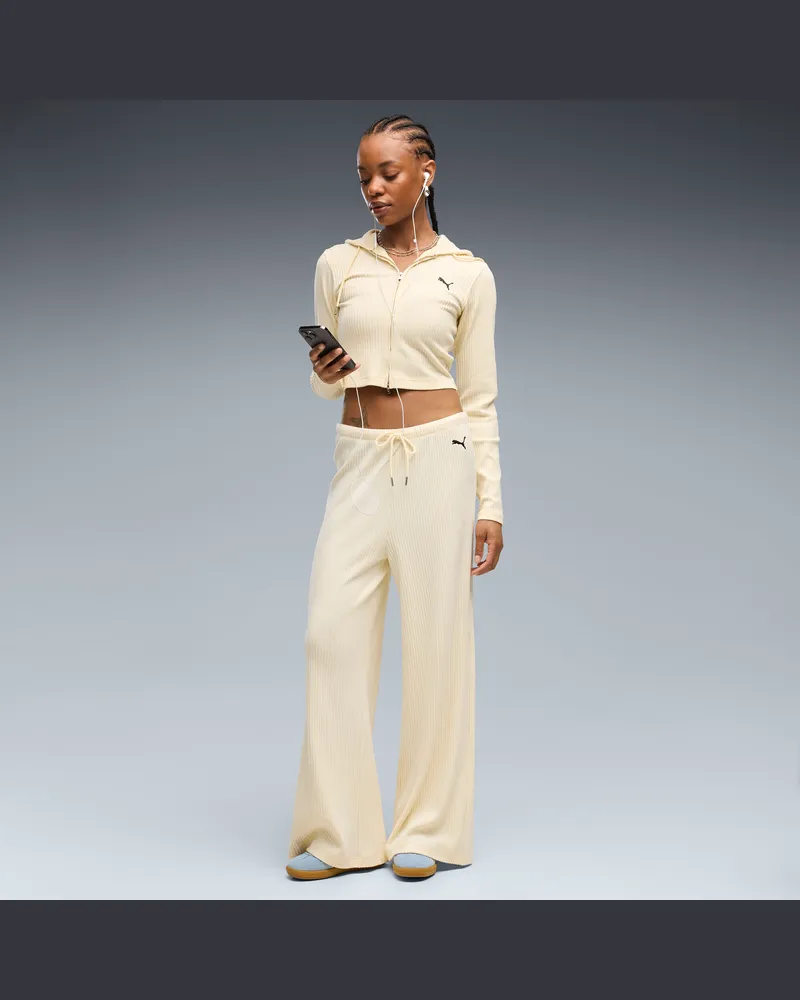 Puma Pantaloni a gamba larga Essentials dal taglio morbido da donna, Accessori, Giallo Yellow