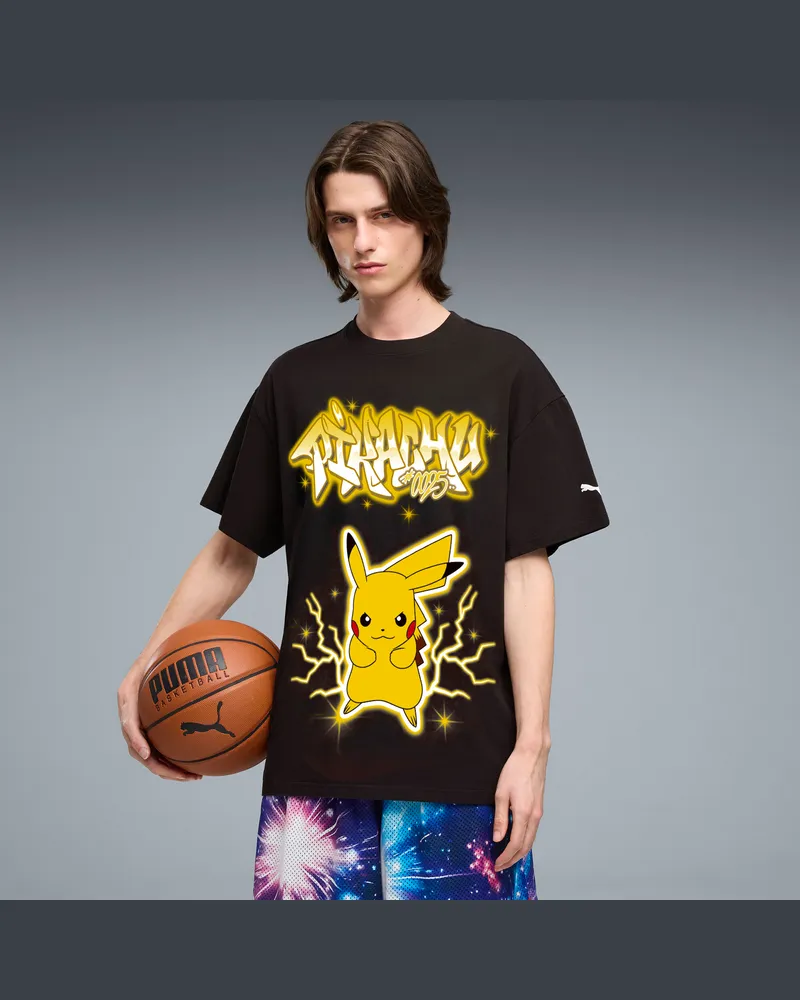 Puma T-shirt oversize  x POKÉMON Pikachu da uomo, Abbigliamento, Nero Black