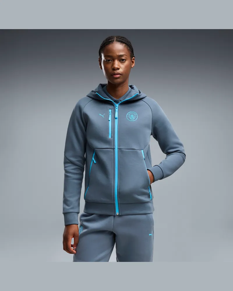Puma Felpa con cappuccio e zip Manchester City TECH da donna, Abbigliamento, Grigio Gray