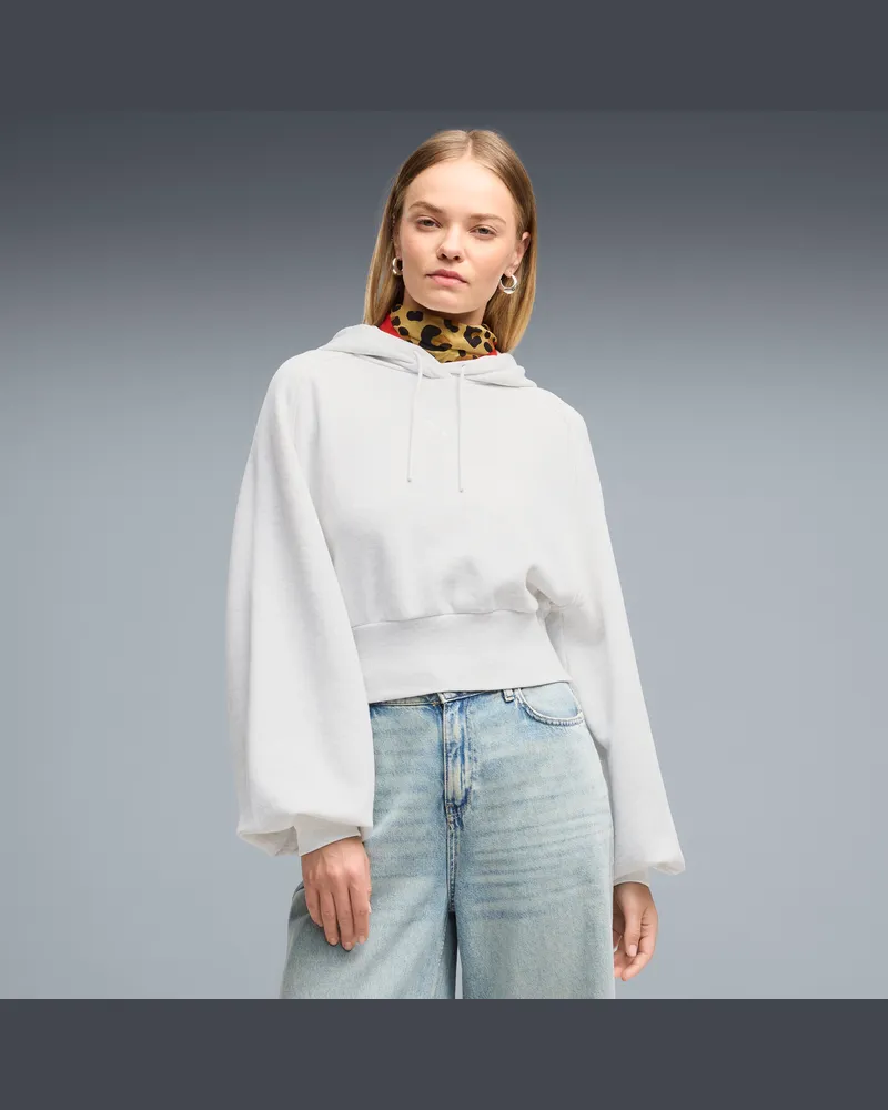 Puma Felpa con cappuccio corta Essentials da donna, Abbigliamento, Bianco White