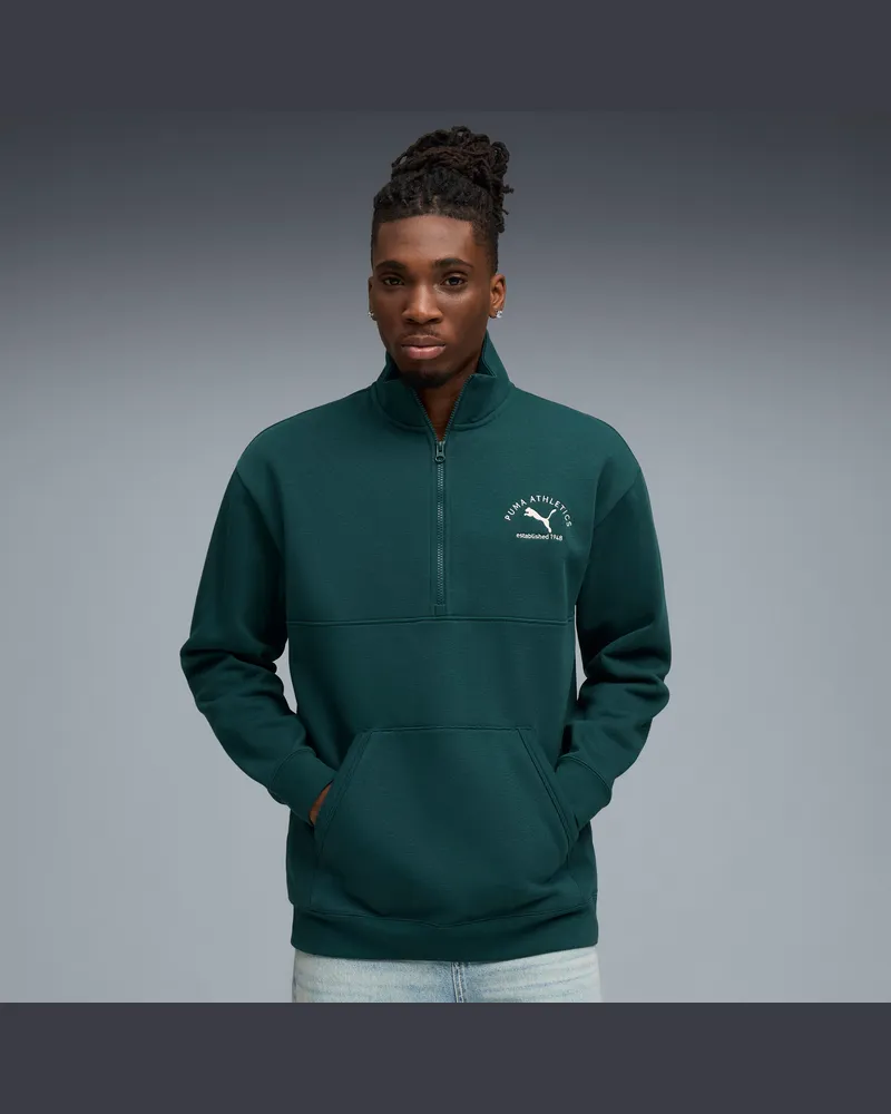 Puma Maglione con zip corta  Class da uomo, Abbigliamento, Verde Green