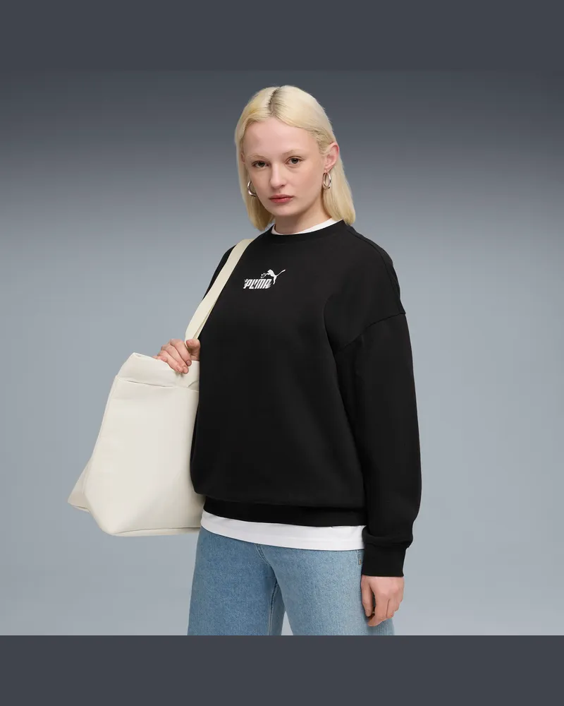 Puma Felpa girocollo oversize Essentials Nature 2.0 da donna, Abbigliamento, Nero Black