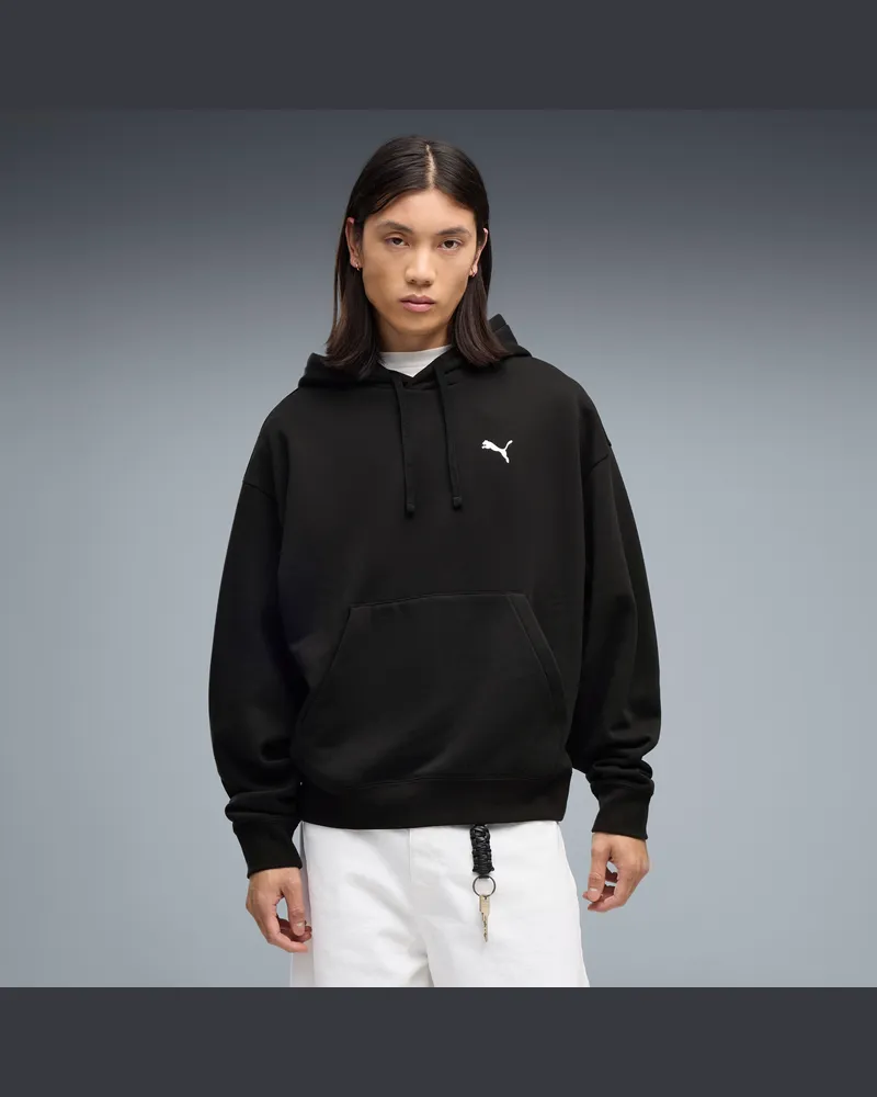 Puma Felpa con cappuccio oversize Essentials da uomo, Abbigliamento, Nero Black