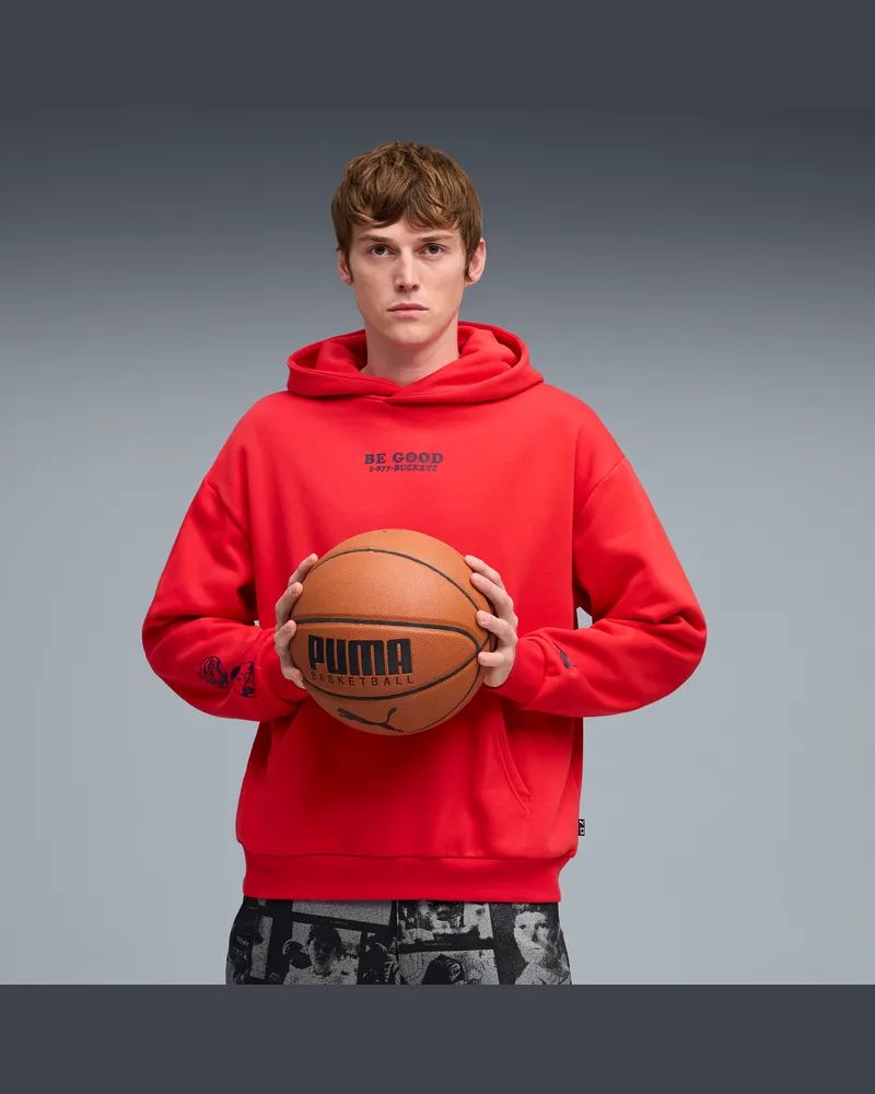 Puma Felpa con cappuccio da basket  x E.T. da uomo, Abbigliamento, Rosso Red
