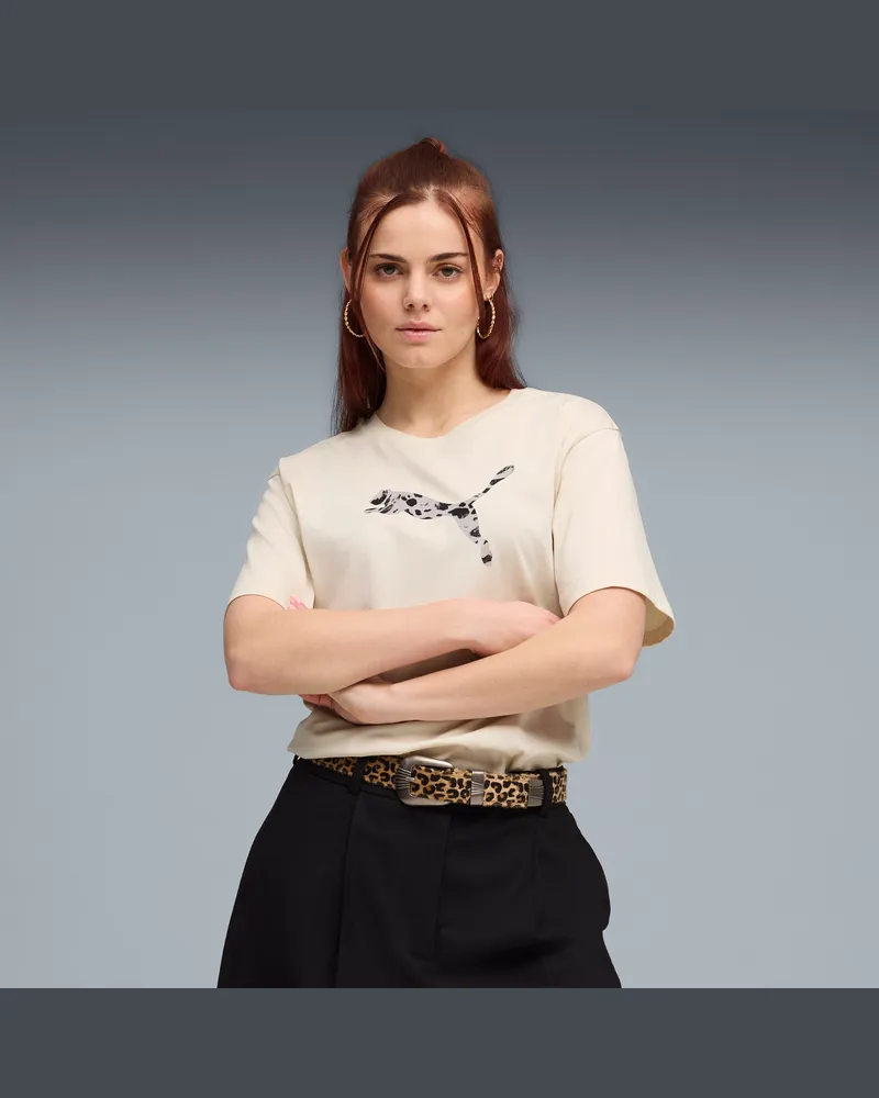 Puma T-shirt con grafica Essentials Animal dal taglio morbido da donna, Abbigliamento, Bianco White