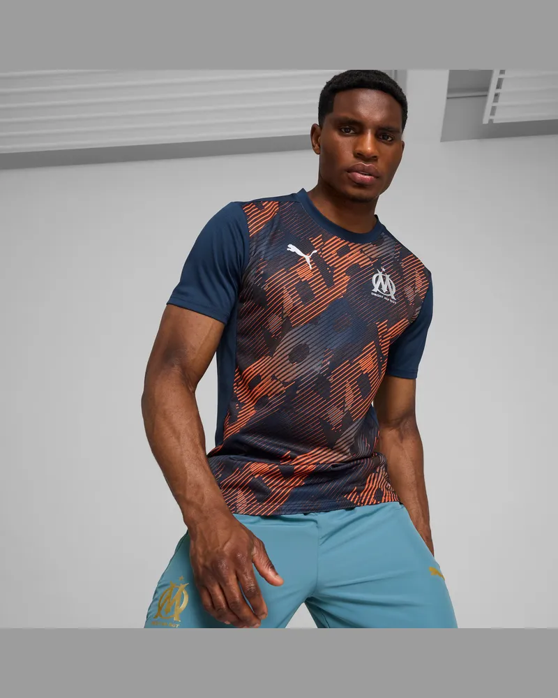 Puma Maglia pre-partita a manica corta dell'Olympique de Marseille da uomo, Abbigliamento, Blu Blue