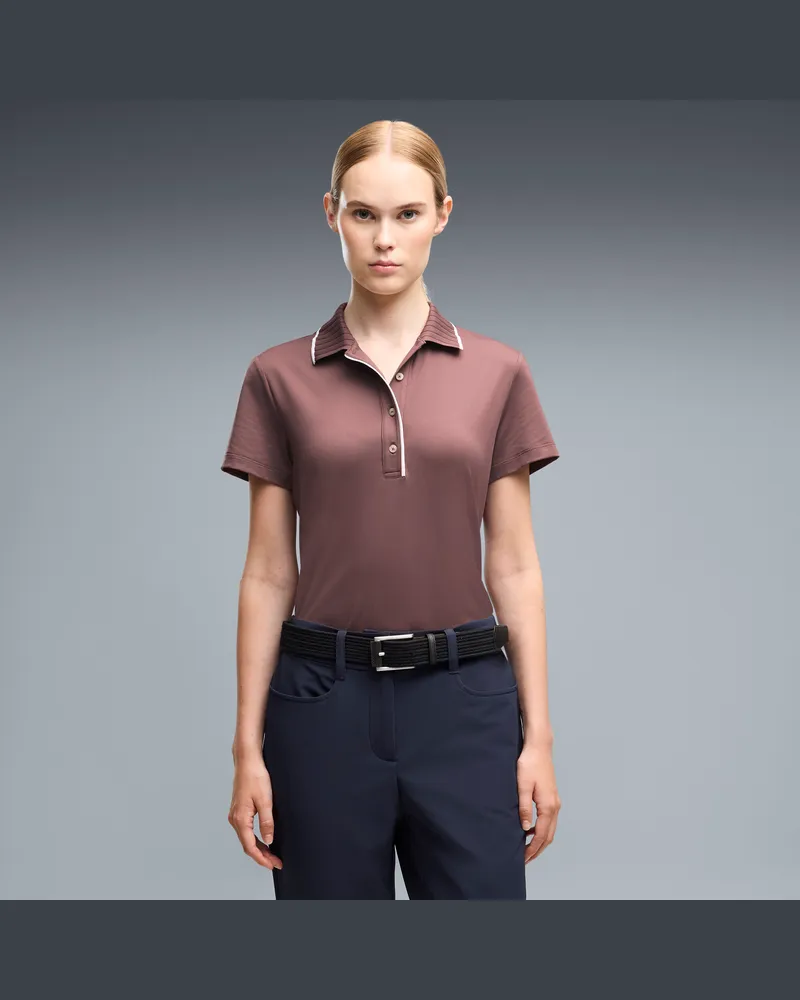 Puma Polo da golf a maniche corte CLOUDSPUN Bridges da donna, Abbigliamento, Marrone Brown