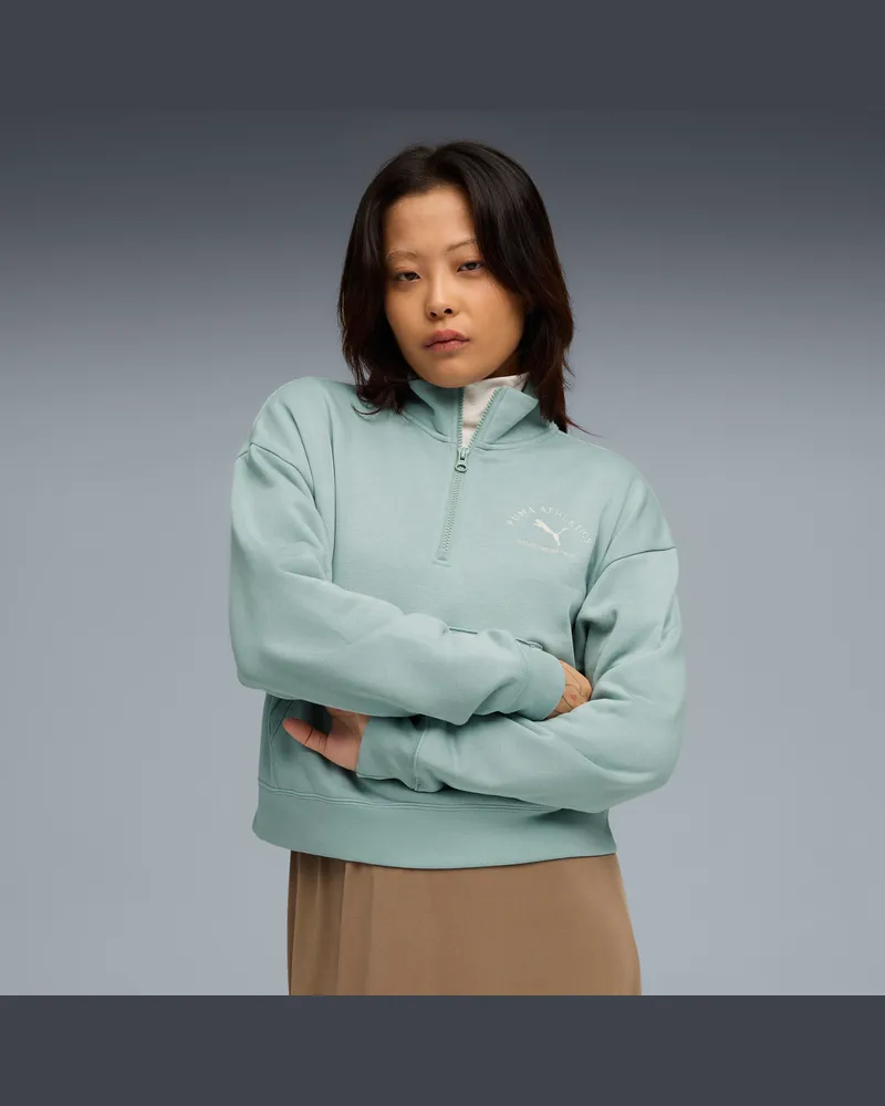 Puma Felpa con zip corta  Class da donna, Abbigliamento, Verde Green
