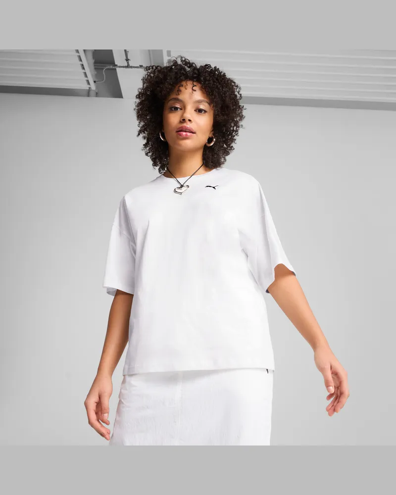 Puma T-shirt oversize Wardrobe Essentials da donna, Abbigliamento, Bianco White