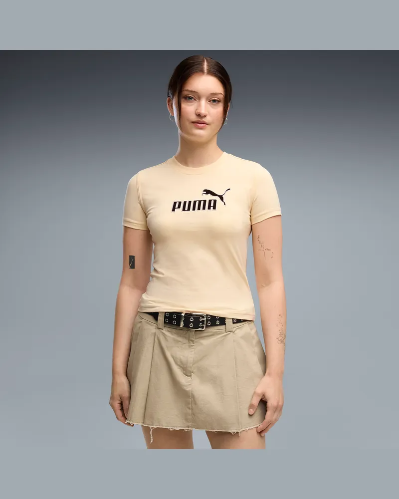 Puma T-shirt slim con logo Essentials Elevated No.1 Logo da donna, Abbigliamento, Giallo Yellow