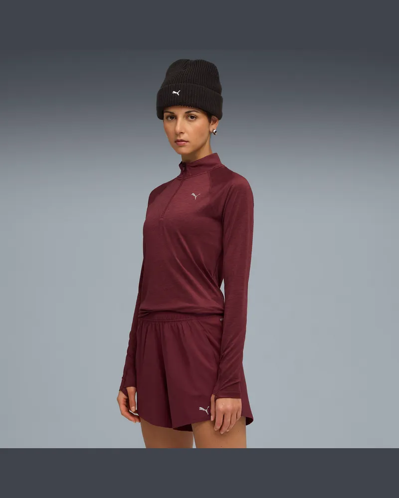 Puma Top con zip corta RUN VELOCITY CLOUDSPUN da donna, Accessori, Rosso Red