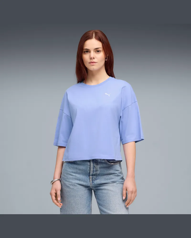 Puma T-shirt cropped oversize WARDROBE ESS da donna, Abbigliamento, Viola Purple