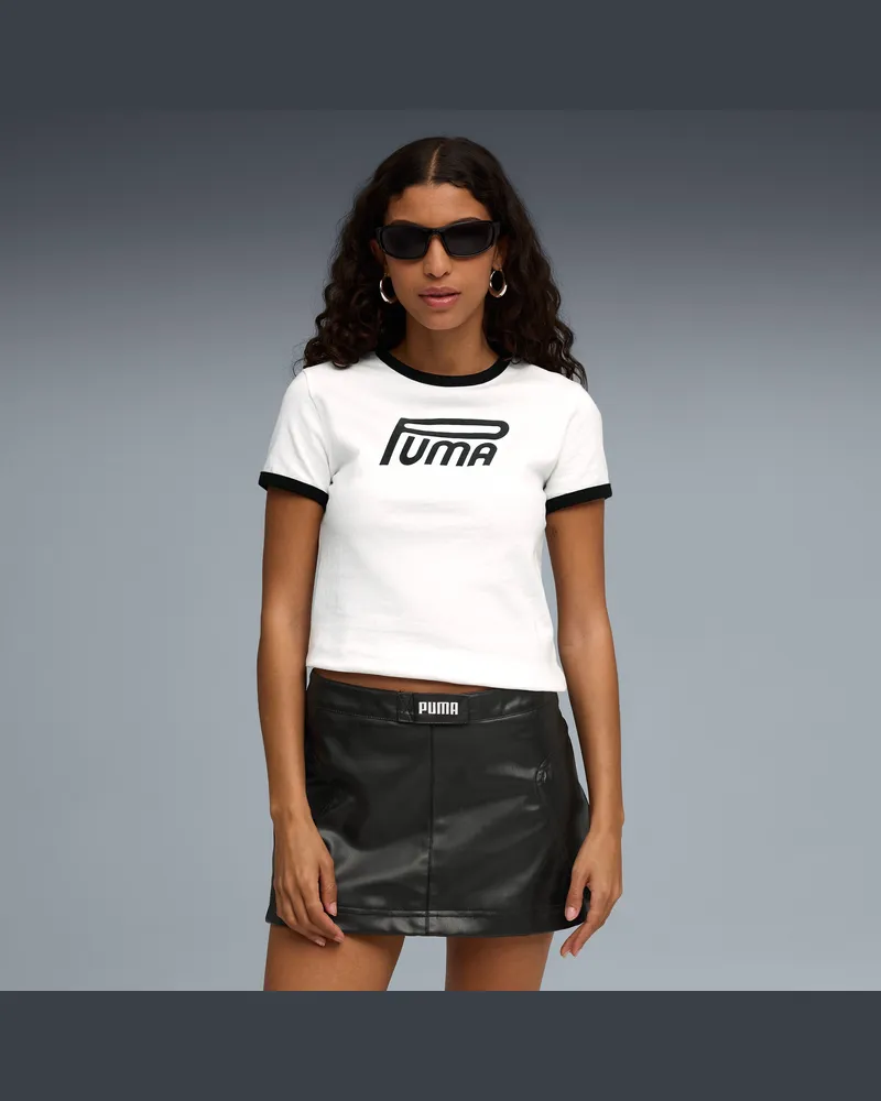 Puma T-shirt slim con grafica FUTURE..ARCHIVE da donna, Abbigliamento, Bianco White