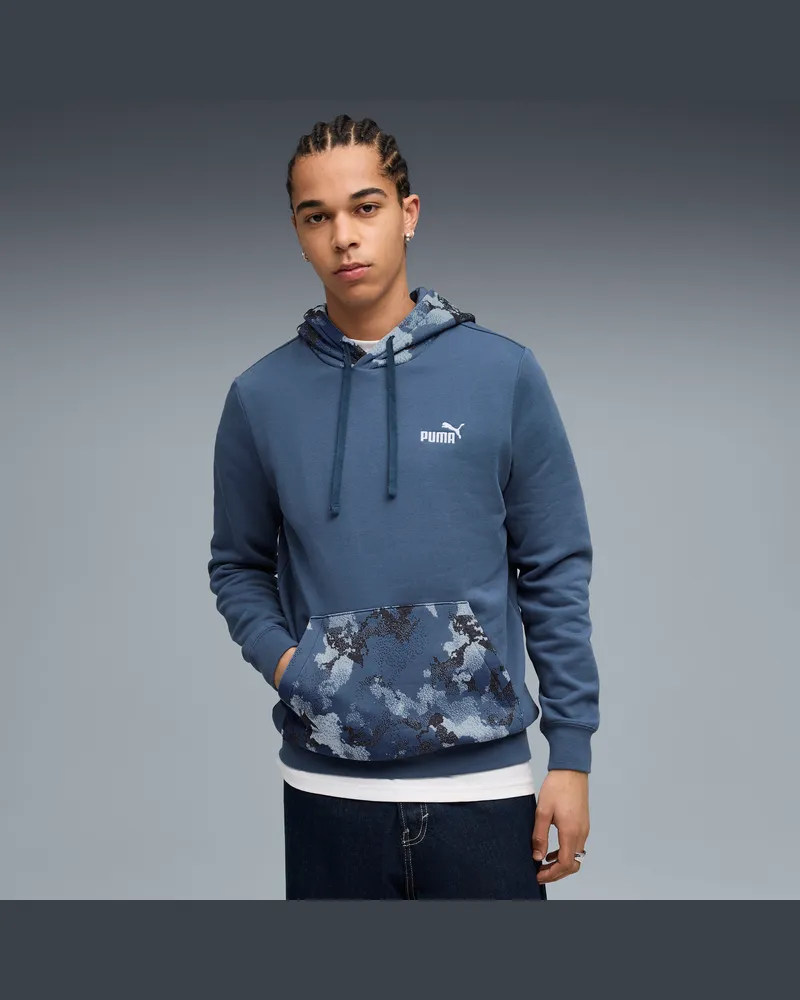Puma Felpa con cappuccio Essentials Camo da uomo, Accessori, Blu Blue