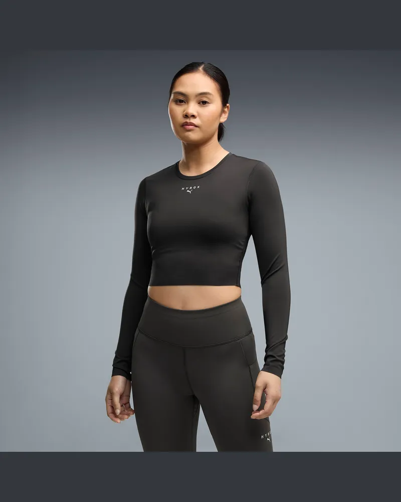 Puma T-shirt cropped a maniche lunghe  x HYROX PWRMODE da donna, Abbigliamento, Nero Black