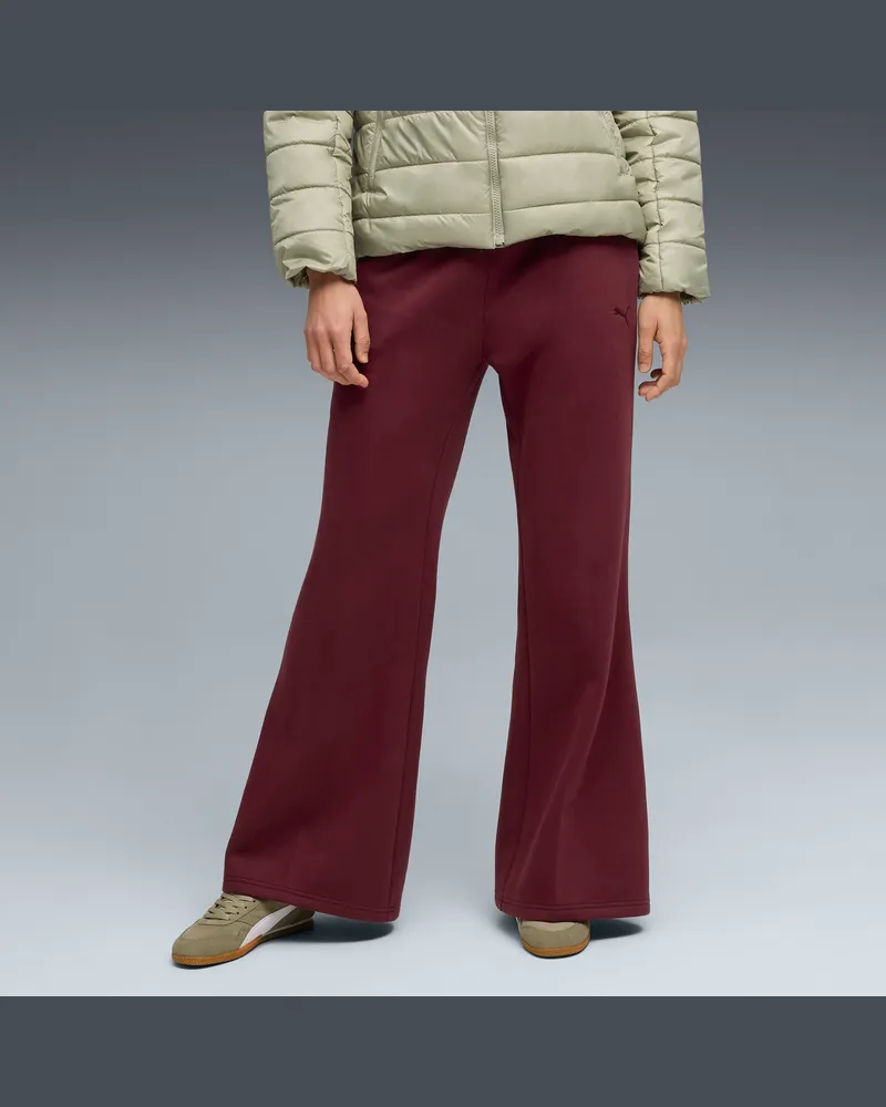 Puma Pantaloni dritti a vita alta HER da donna, Abbigliamento, Rosso Red