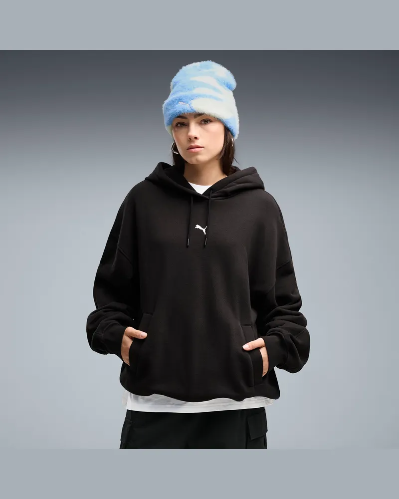 Puma Felpa con cappuccio oversize Essentials da donna, Abbigliamento, Nero Black