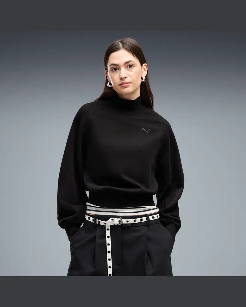 Puma Felpa girocollo HER dal taglio morbido da donna, Abbigliamento, Nero Black