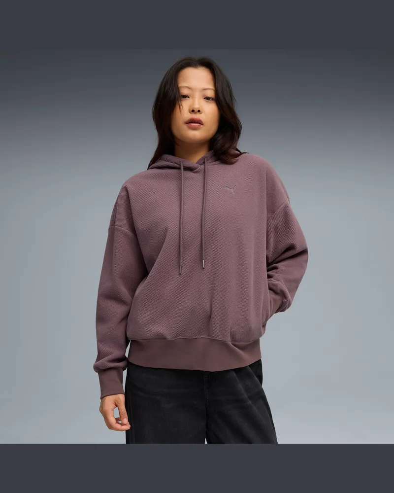 Puma Felpa con cappuccio invernale oversize HER da donna, Abbigliamento, Viola Purple