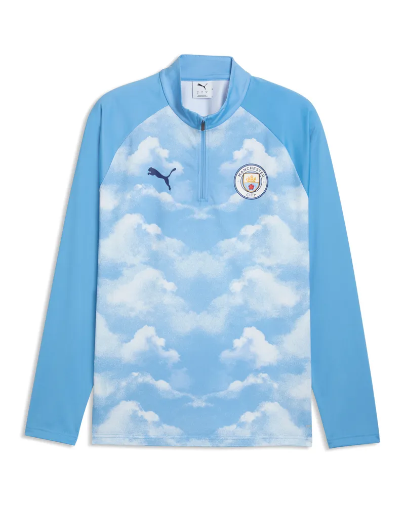 Puma Maglia da riscaldamento con zip Manchester City da uomo, Accessori, Blu Blue