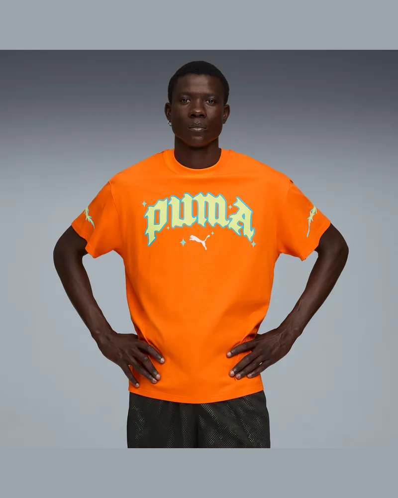 Puma T-shirt da basket  x RICK AND MORTY II da uomo, Abbigliamento, Arancione Orange