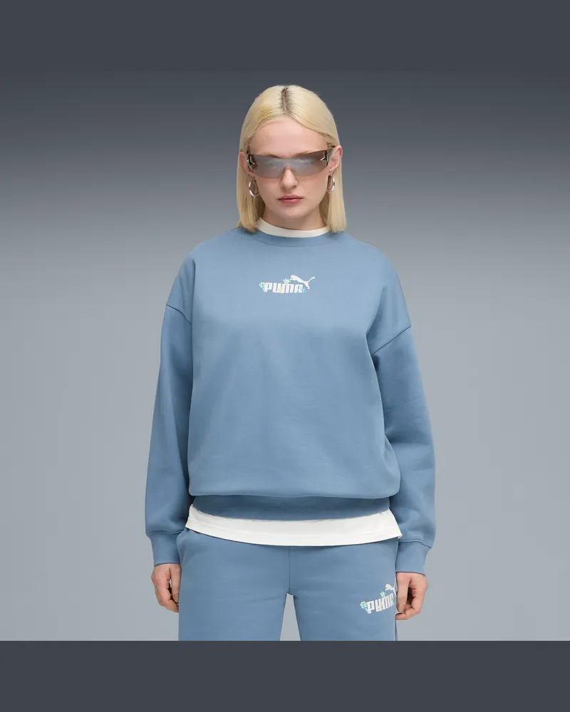 Puma Felpa girocollo oversize Essentials Nature 2.0 da donna, Abbigliamento, Blu Blue