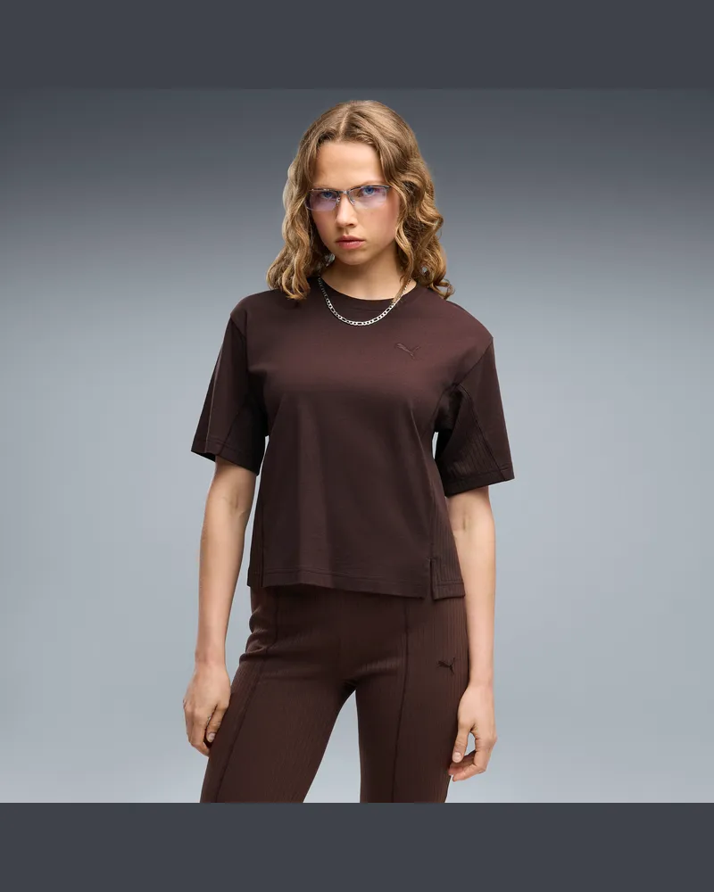 Puma T-shirt ESS dal taglio morbido da donna, Abbigliamento, Marrone Brown