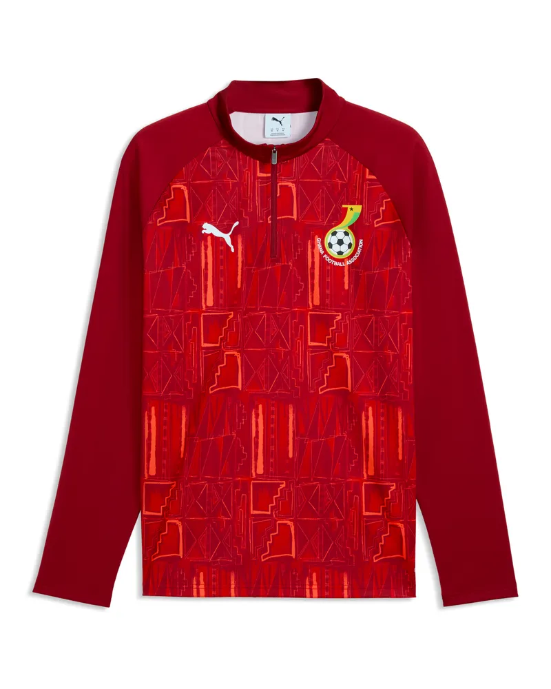 Puma Maglia da riscaldamento con zip Ghana da uomo, Accessori, Rosso Red