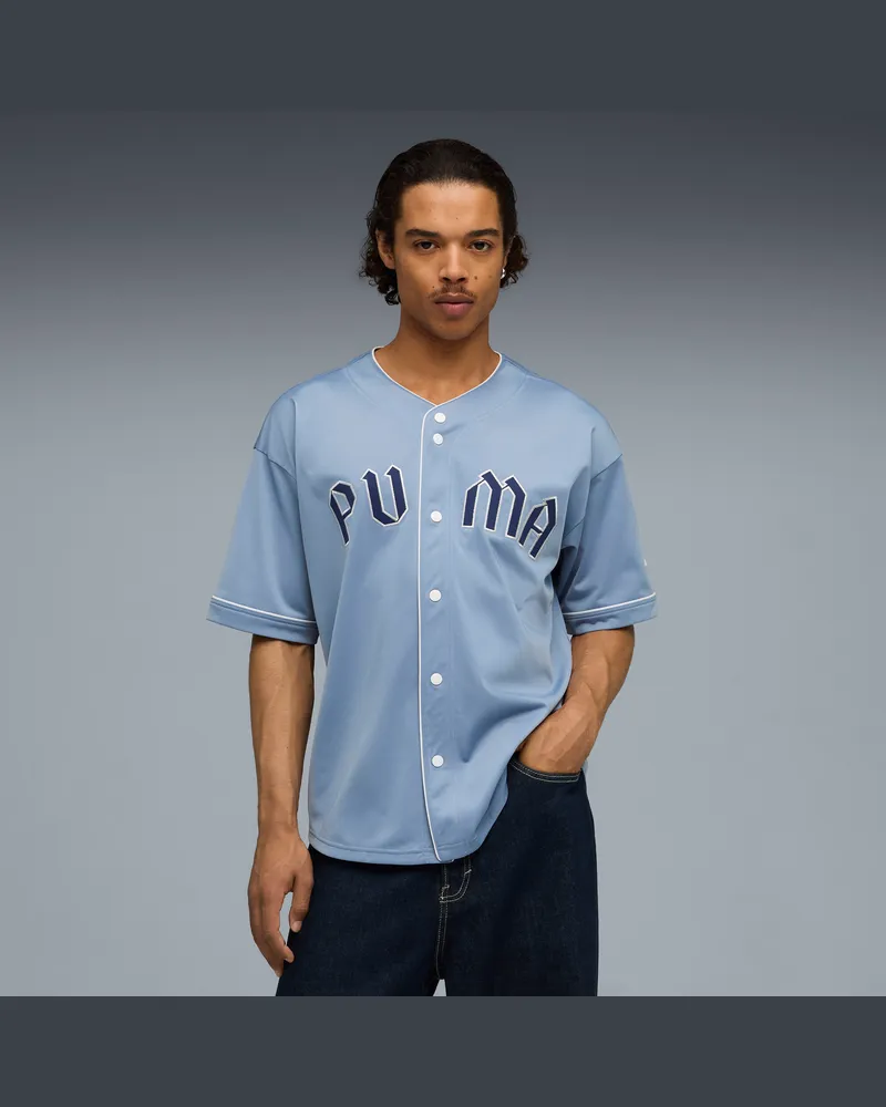 Puma Maglia da baseball oversize da uomo, Abbigliamento, Blu Blue