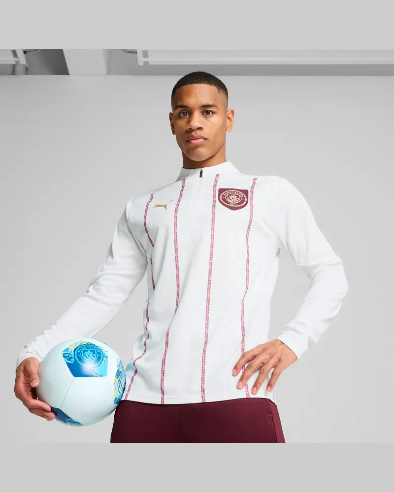Puma Maglia pre-partita con zip a quarti Manchester City da uomo, Abbigliamento, Bianco White
