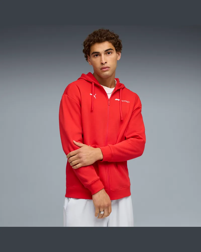 Puma Felpa con cappuccio e zip F1® Essential+ da uomo, Abbigliamento, Rosso Red