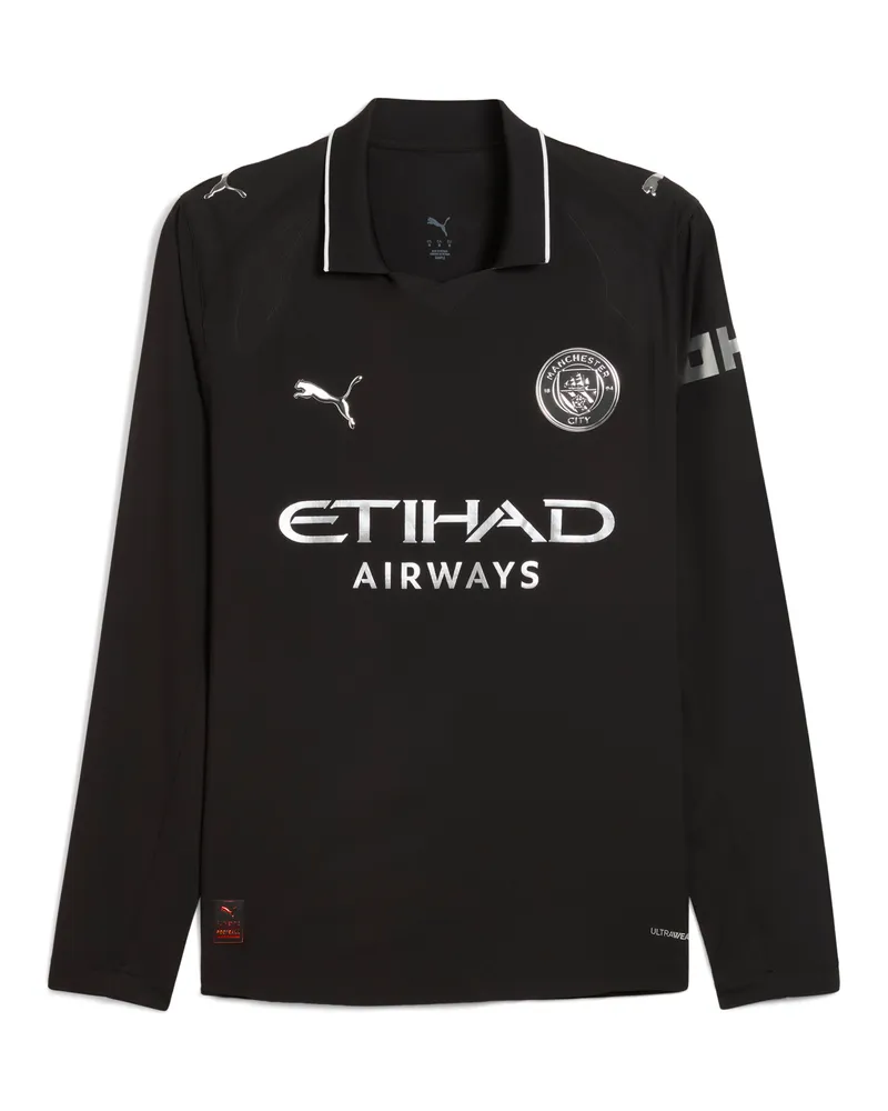 Puma Maglia gara Away a maniche lunghe Manchester City Authentic 25/26 da uomo, Accessori, Nero Black