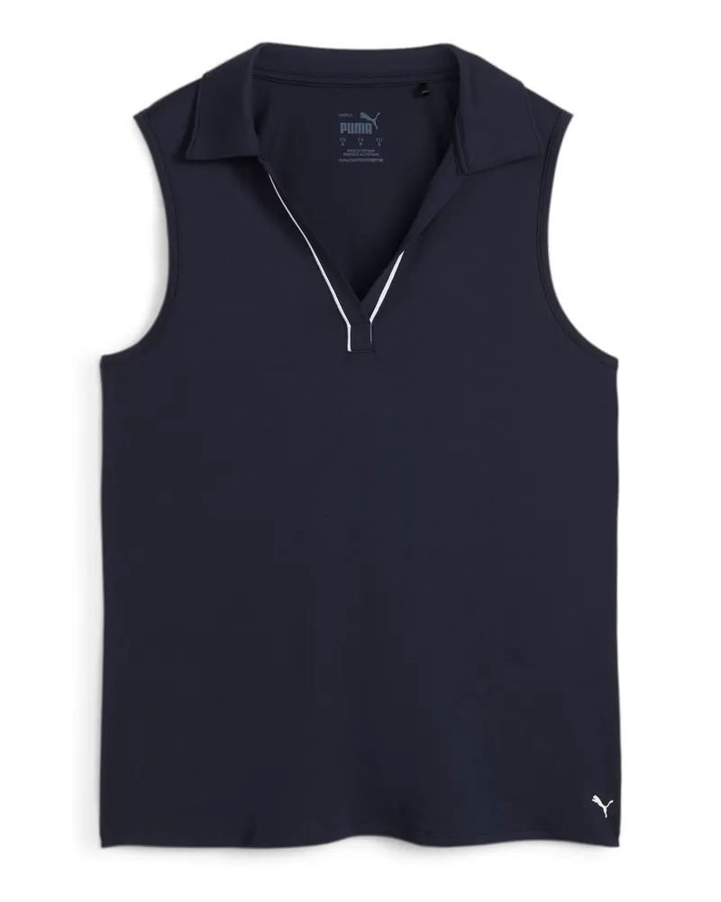 Puma Polo da golf smanicata CLOUDSPUN Piped da donna, Abbigliamento, Blu Blue