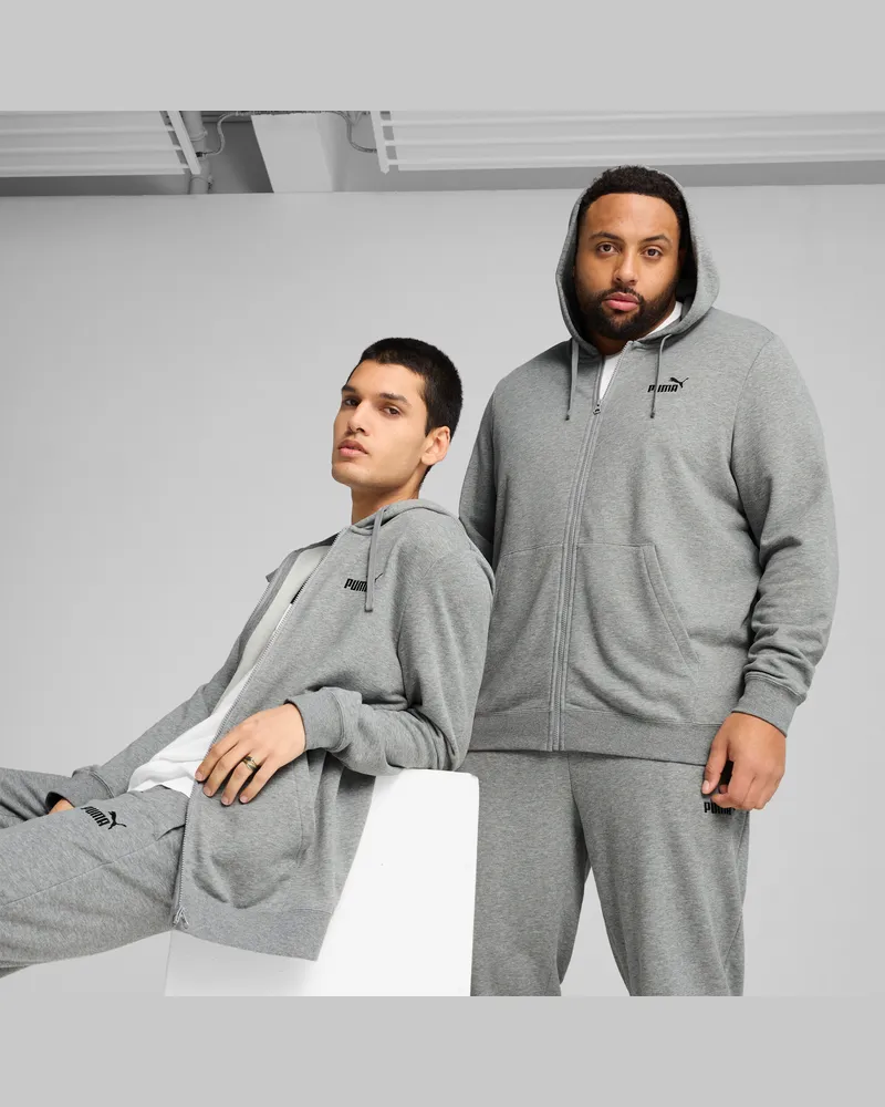 Puma Felpa con cappuccio e zip integrale Essentials con logo N. 1 da uomo, Abbigliamento, Grigio Gray