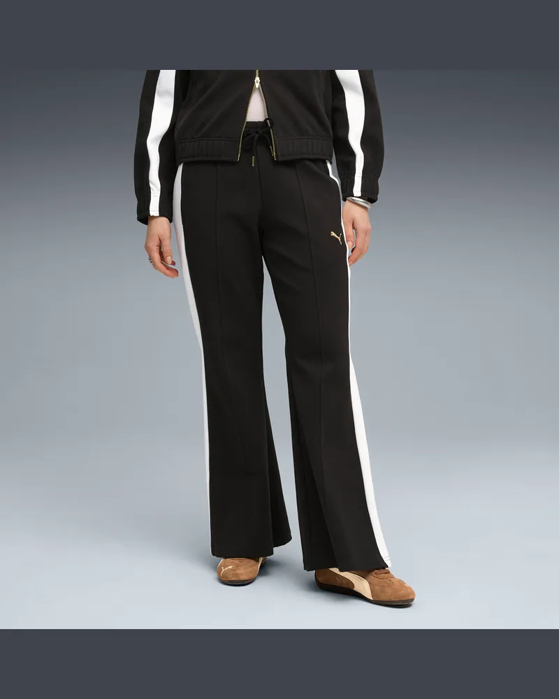 Puma Pantaloni scampanati T7 da donna, Abbigliamento, Nero Black