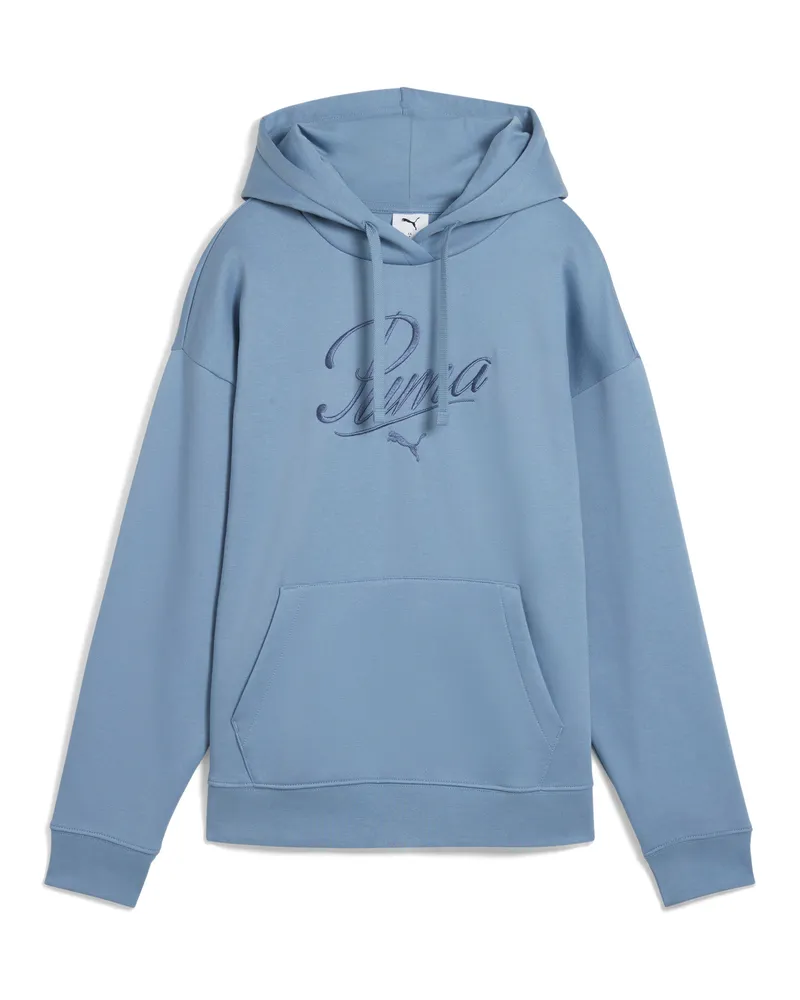 Puma Felpa con cappuccio Essentials Script da donna, Abbigliamento, Blu Blue