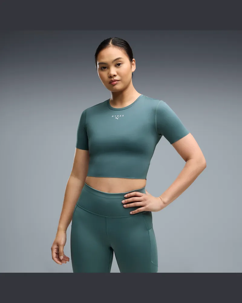 Puma T-shirt cropped  x HYROX PWRMODE da donna, Abbigliamento, Verde Green