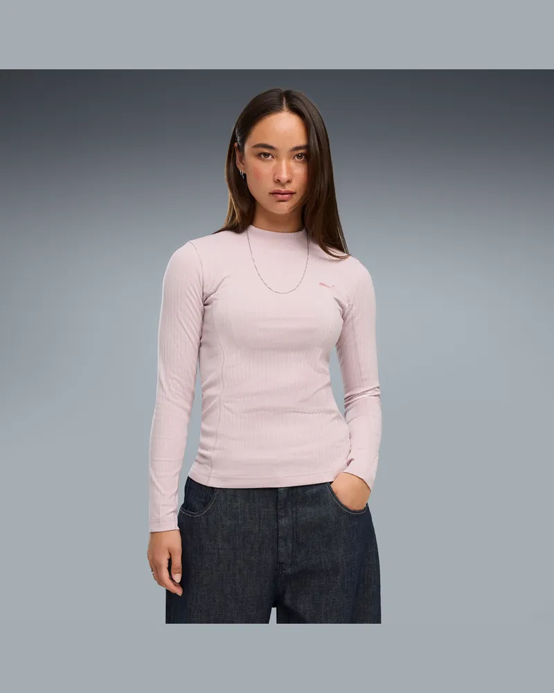 Puma T-shirt a maniche lunghe HER da donna, Abbigliamento, Rosa Pink