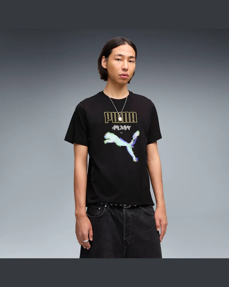 Puma T-shirt con grafica  Cyber ​​da uomo, Abbigliamento, Nero Black