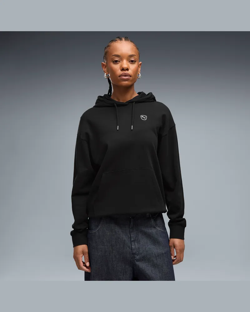 Puma Felpa con cappuccio Essentials Elevated da donna, Abbigliamento, Nero Black