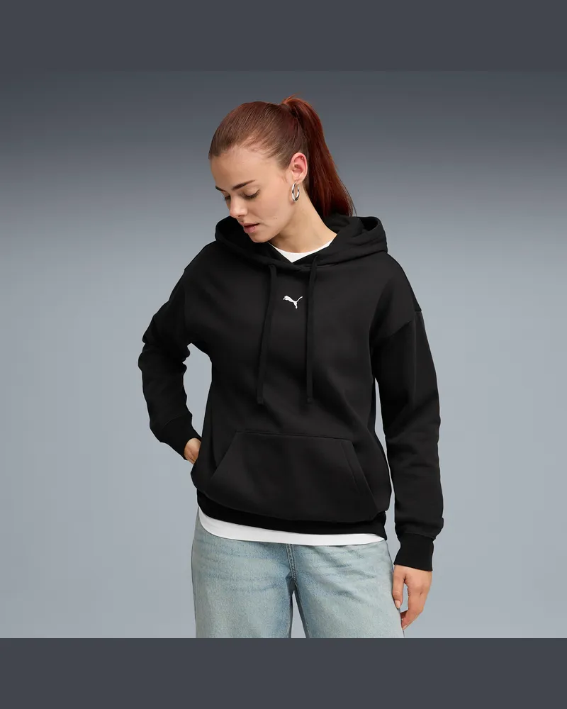 Puma Felpa con cappuccio in pile Essentials dal taglio morbido da donna, Abbigliamento, Nero Black