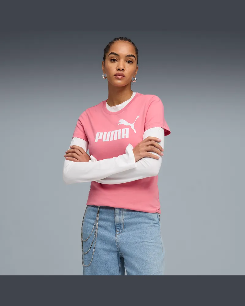 Puma T-shirt con logo ESS N. 1 da donna, Abbigliamento, Rosa Pink
