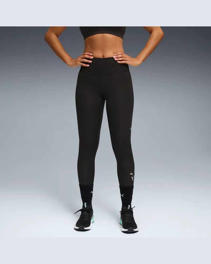 Puma Calzamaglia da training a vita alta Verde TERRAINS da donna, Abbigliamento, Nero Black