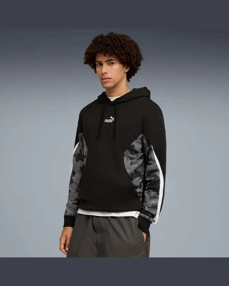 Puma Felpa con cappuccio Camo da uomo, Abbigliamento, Nero Black