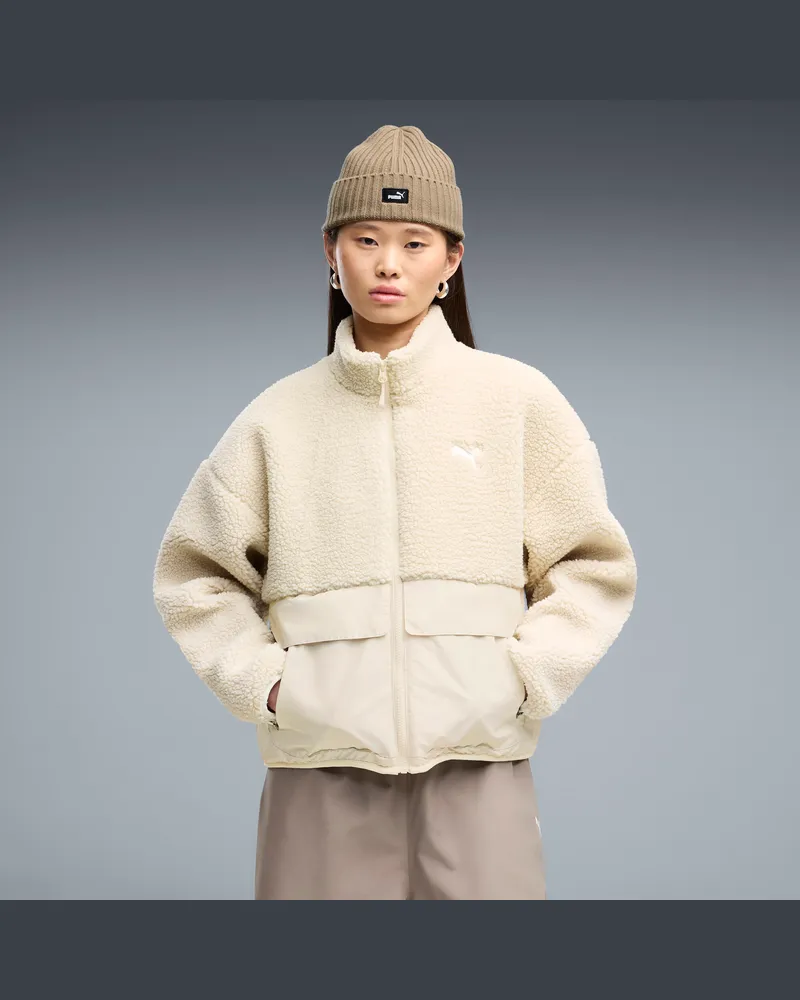 Puma Giacca in pile dal taglio morbido RE:FIBRE da donna, Abbigliamento, Bianco White