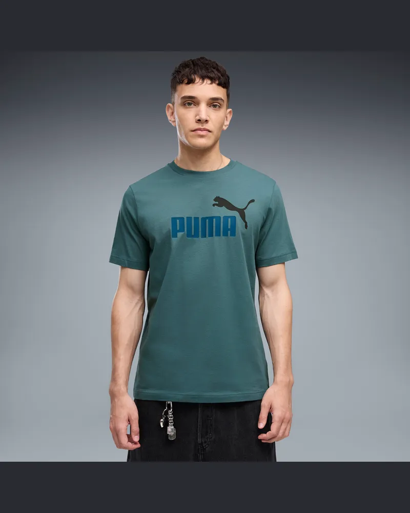 Puma T-shirt con logo bicolore Essentials N. 1 da uomo, Abbigliamento, Verde Green